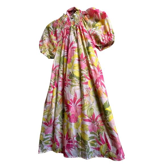 NWT Roller Rabbit Imza Ainsley Dress Pink Green Floral Sz S Tropical Cottage - Picture 14 of 16